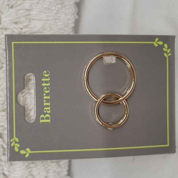 Double circle goldtone barrette - Picture 1 of 2